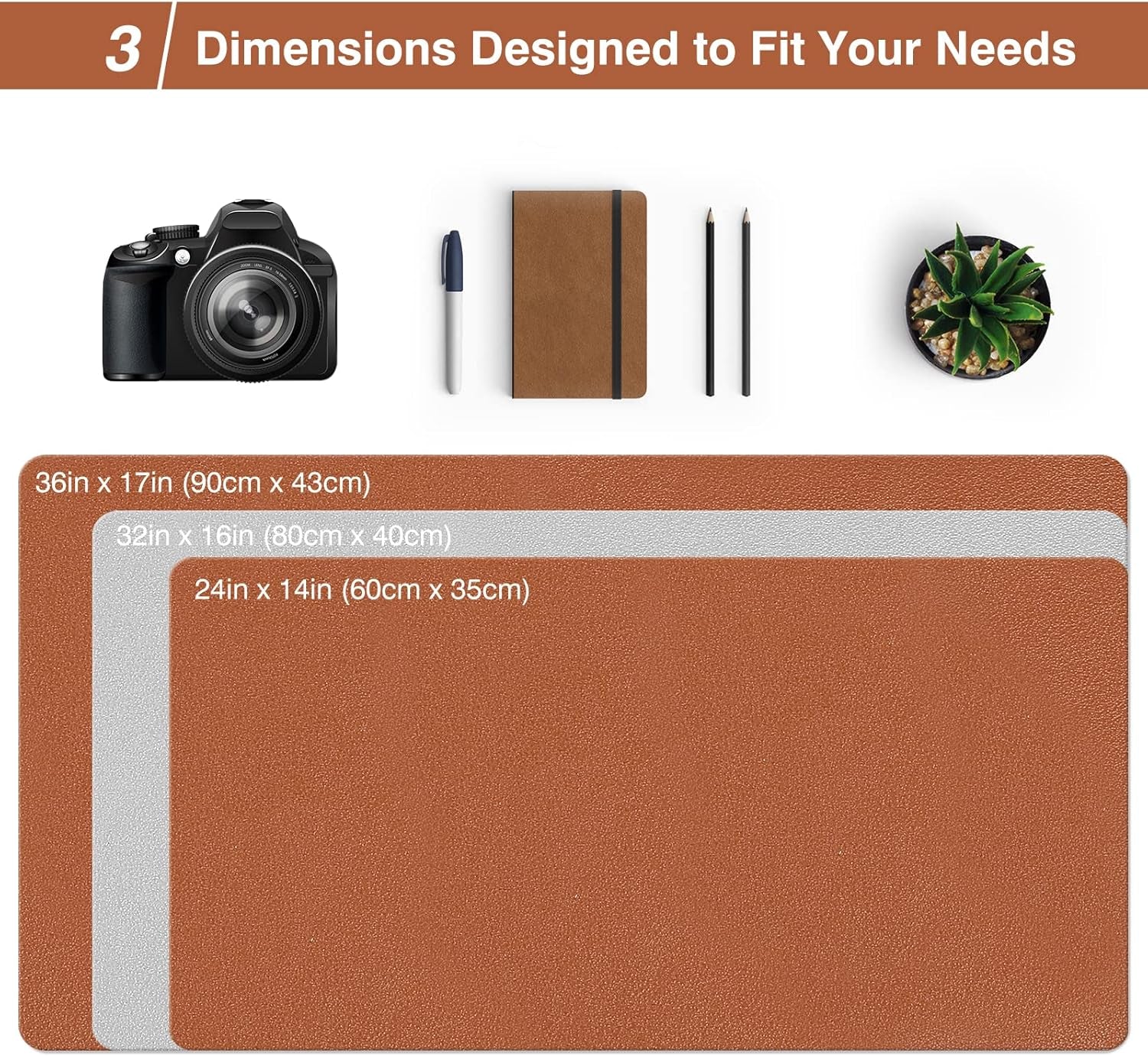 Dual Sided Desk Pad, Large Desk Mat, Waterproof Desk Blotter Protector Mouse Pad, Leather Desk Pad Large for Keyboard and Mouse (24" X 14", Brown/Gray)