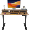 40 X 24 Inch Height Adjustable Electric Standing Desk with Double Drawer, Computer Desk, Home Office Stand up Table with 4 Height-Adjustable Feets & 2 Hooks, Rustic Brown