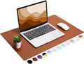 Dual Sided Desk Pad, Large Desk Mat, Waterproof Desk Blotter Protector Mouse Pad, Leather Desk Pad Large for Keyboard and Mouse (24" X 14", Brown/Gray)