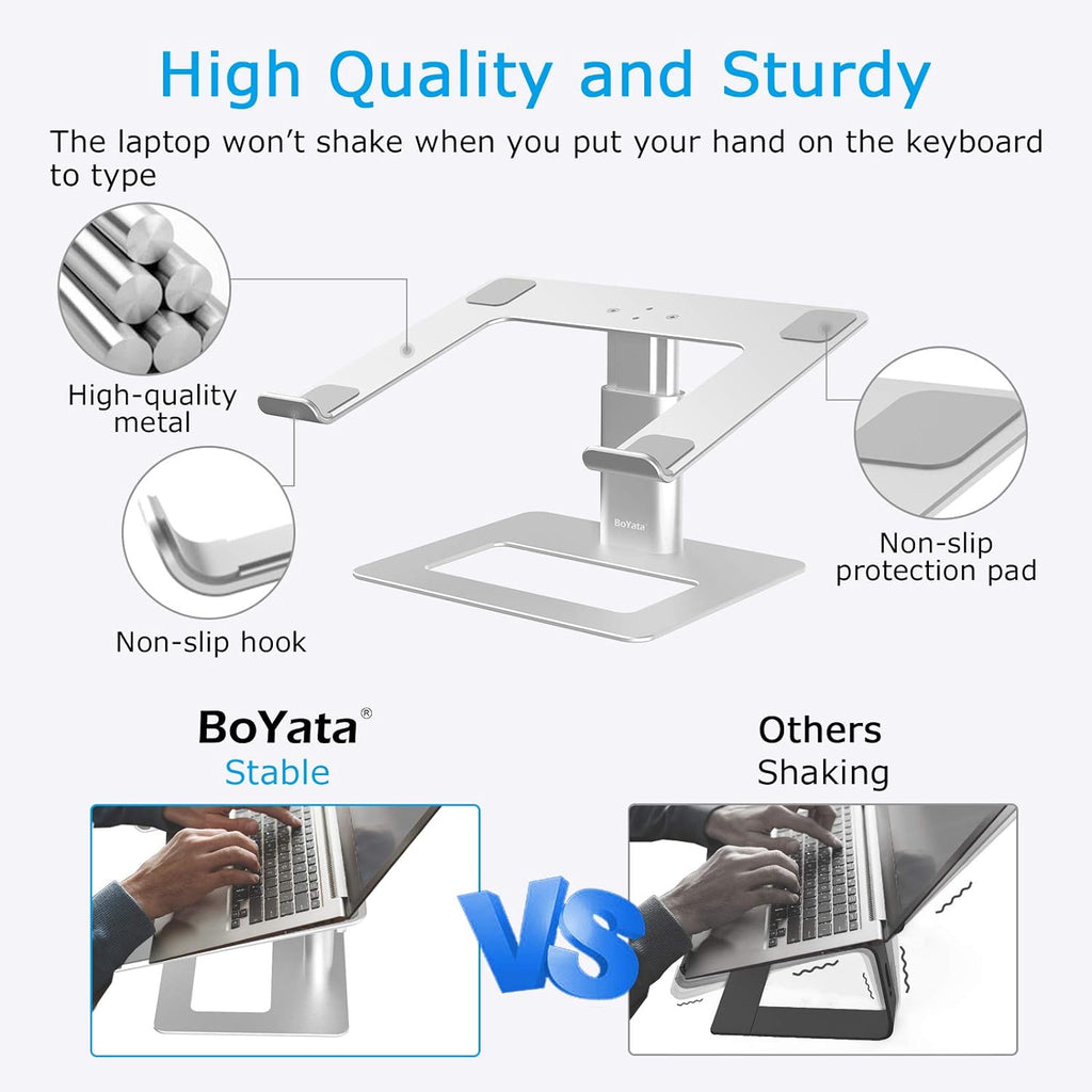 Laptop Stand, Ergonomic Aluminum Height Adjustable Computer Stand Laptop Holder for Desk, Compatible with Macbook Pro/Air, Dell, Lenovo, HP, Samsung, More Laptops 11-17"