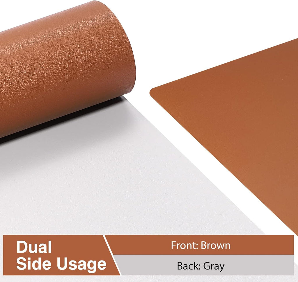 Dual Sided Desk Pad, Large Desk Mat, Waterproof Desk Blotter Protector Mouse Pad, Leather Desk Pad Large for Keyboard and Mouse (24" X 14", Brown/Gray)